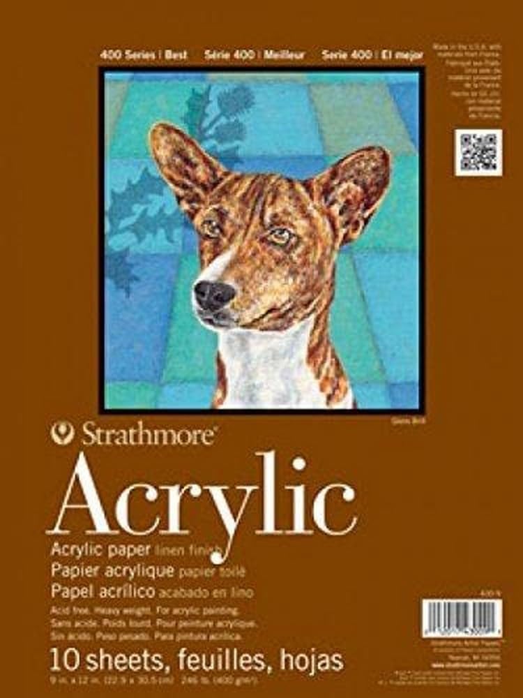 Strathmore 400 Series Acrylic Paper, Foldover Pad, 12x12 inches, 10 Sheets (246lb/400g) - Artist Paper for Adults and Students